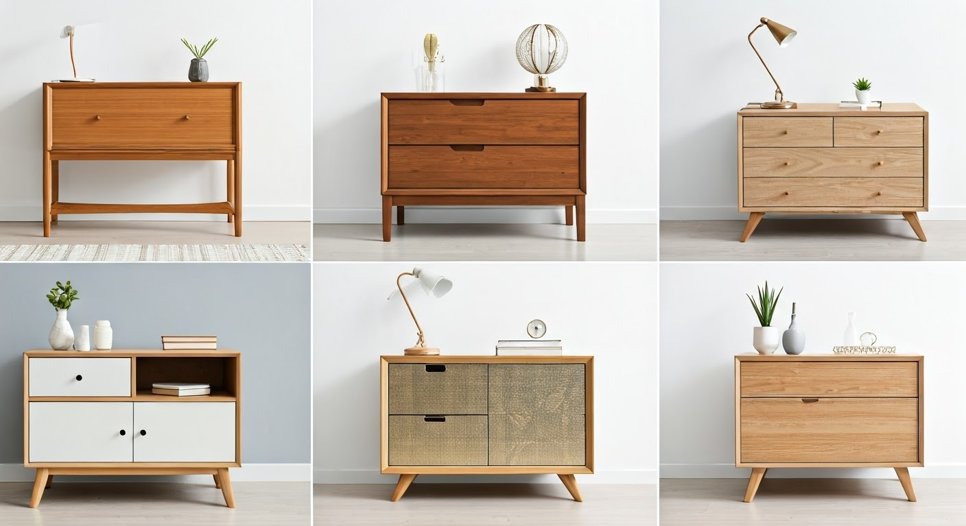 Collection of six nightstands