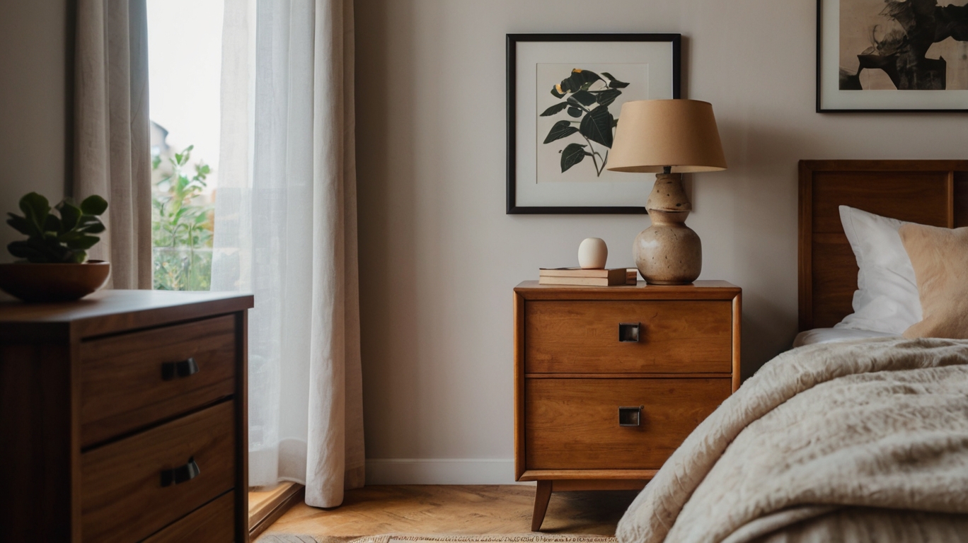 Vintage Nightstand in a Japandi Bedroom