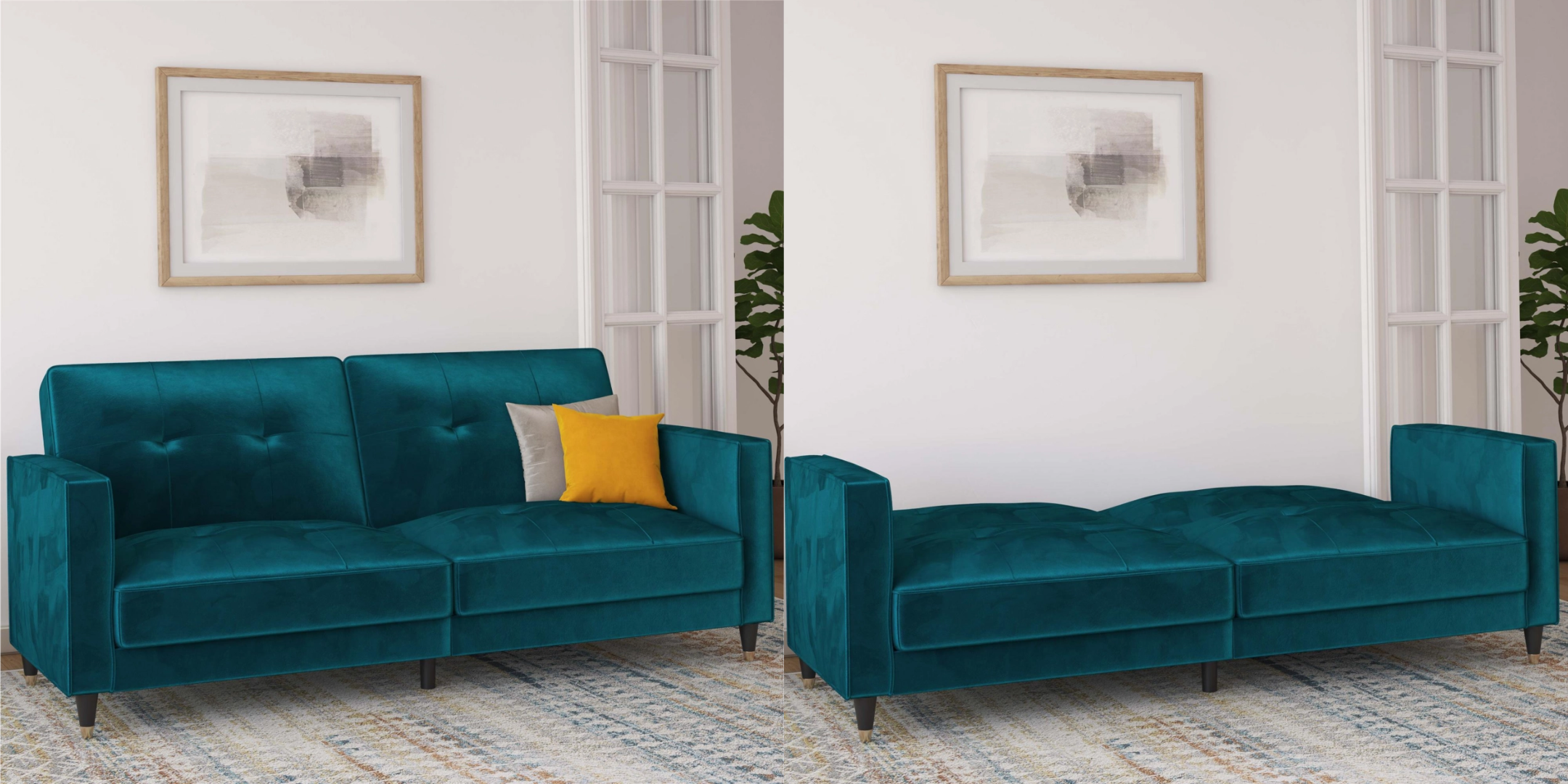 Atwater Living Royal Velvet Tufted Futon