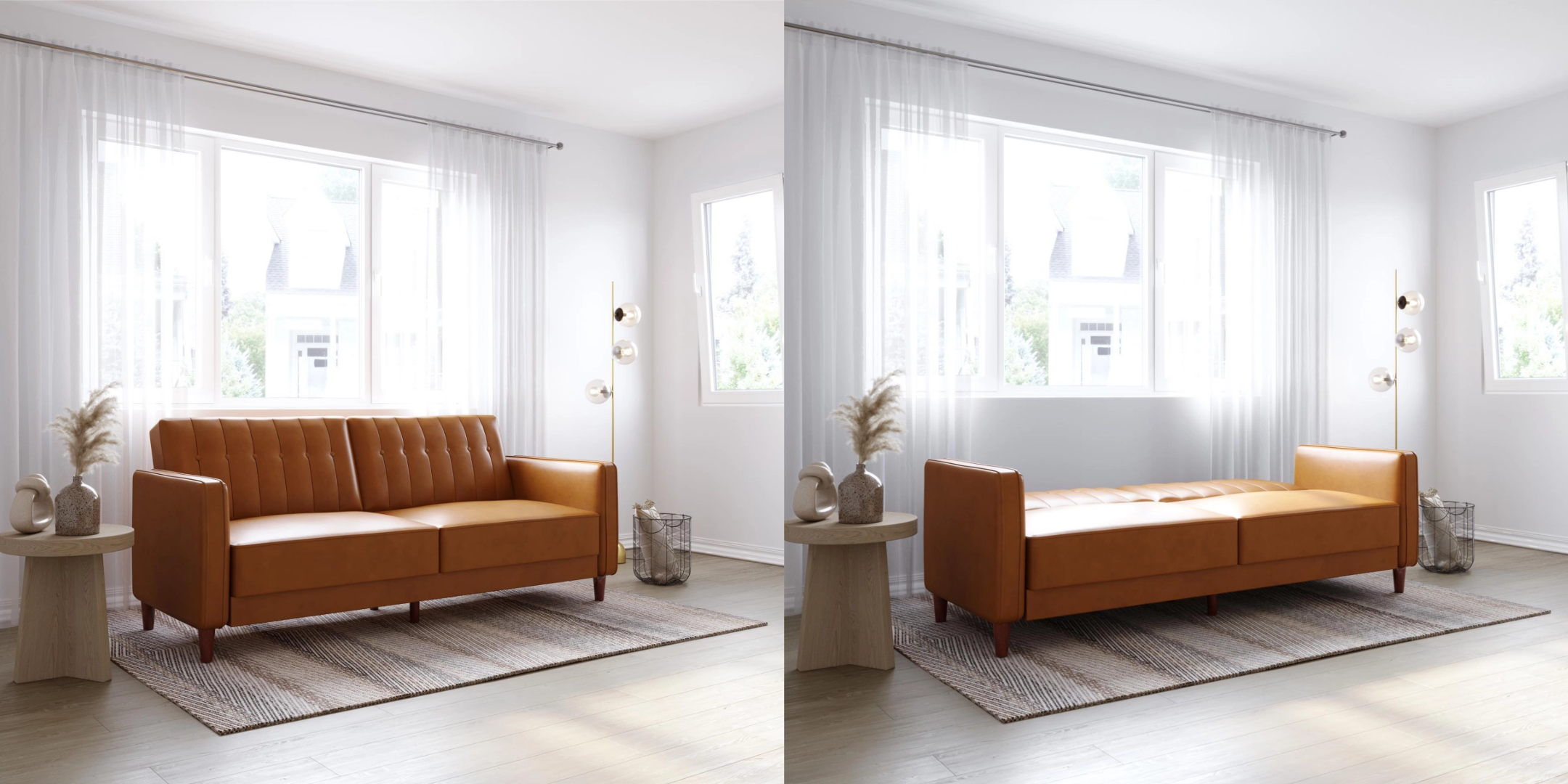 Atwater Living Lenna Faux Leather Tufted Futon