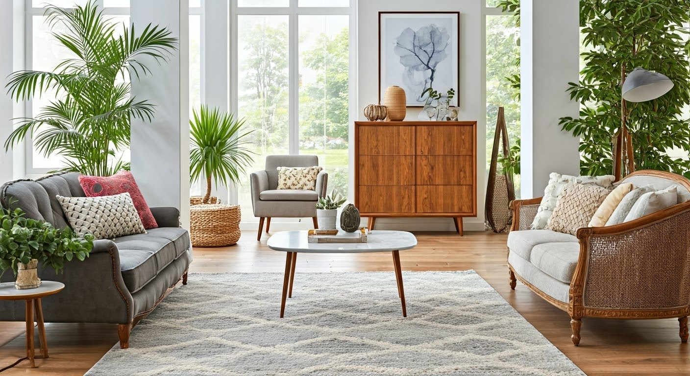 Beautifully arranged mixed-style living space