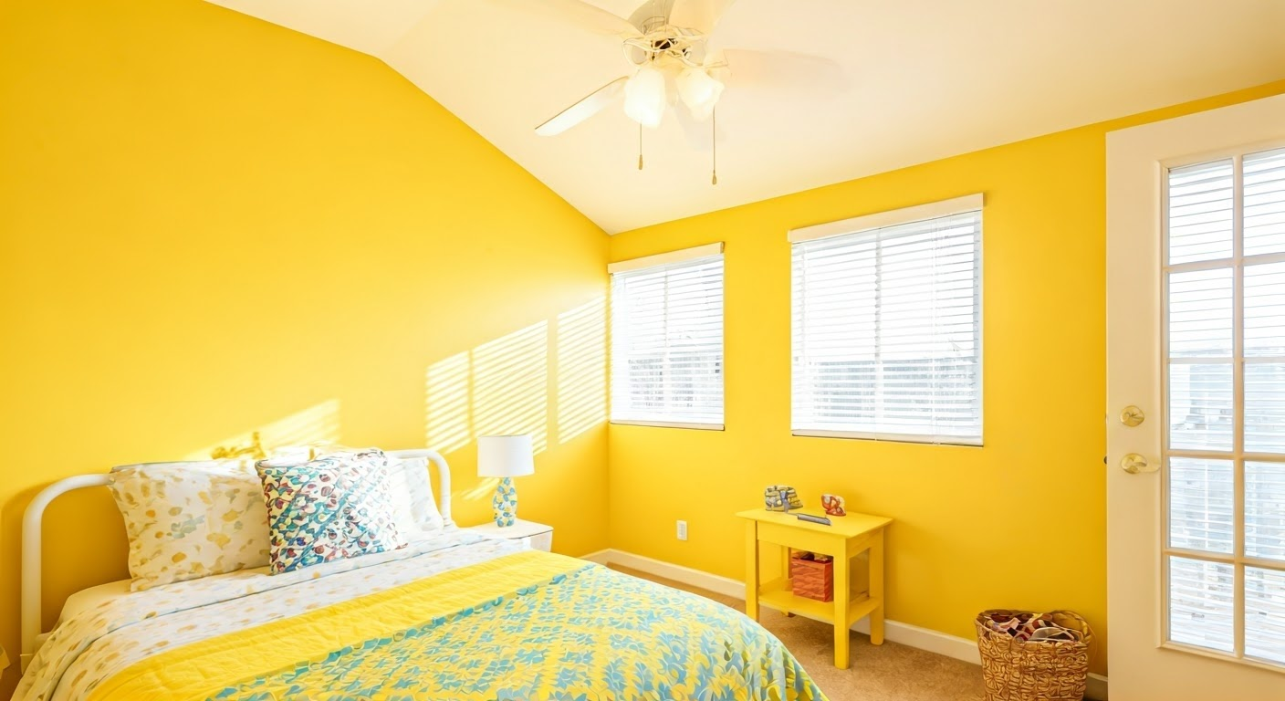 Energetic yellow bedroom design