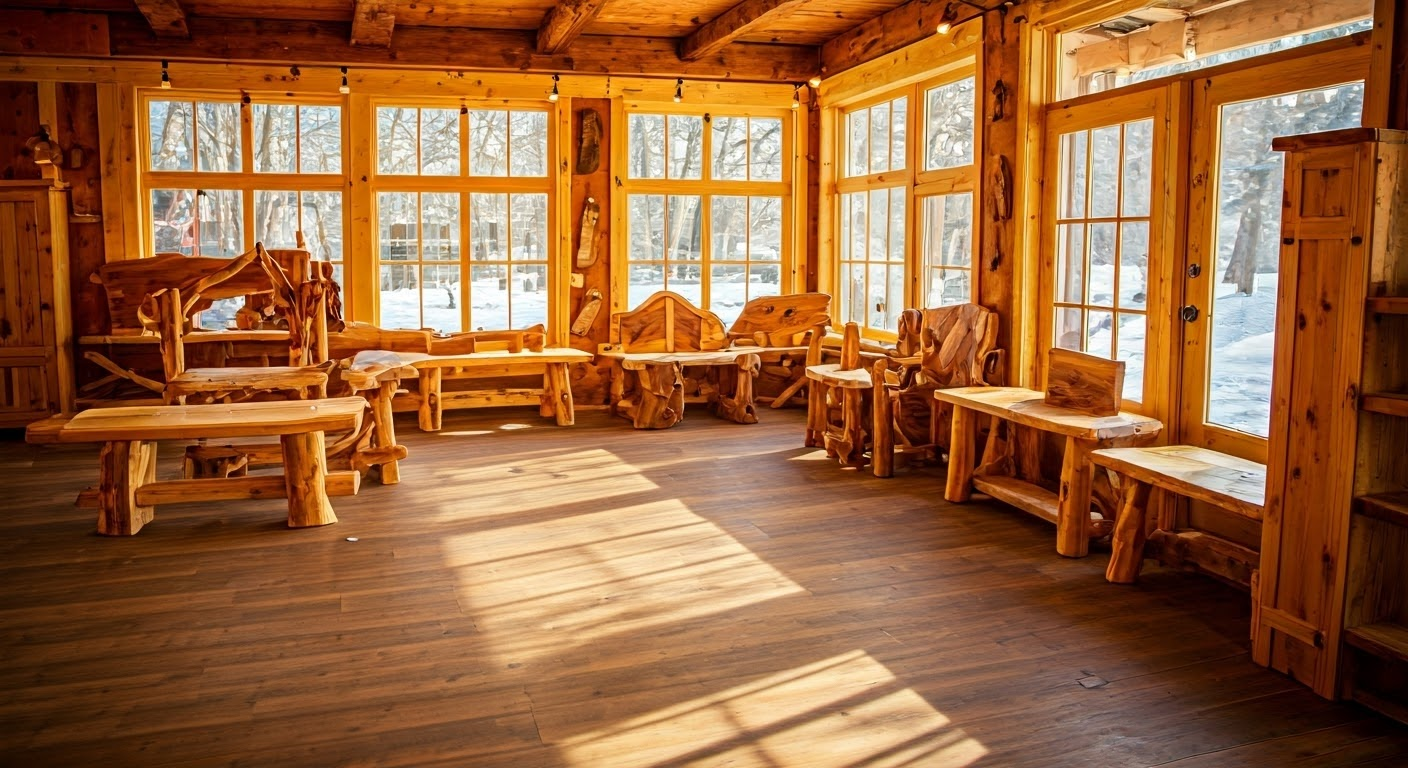 Interior of rustic furniture shop
