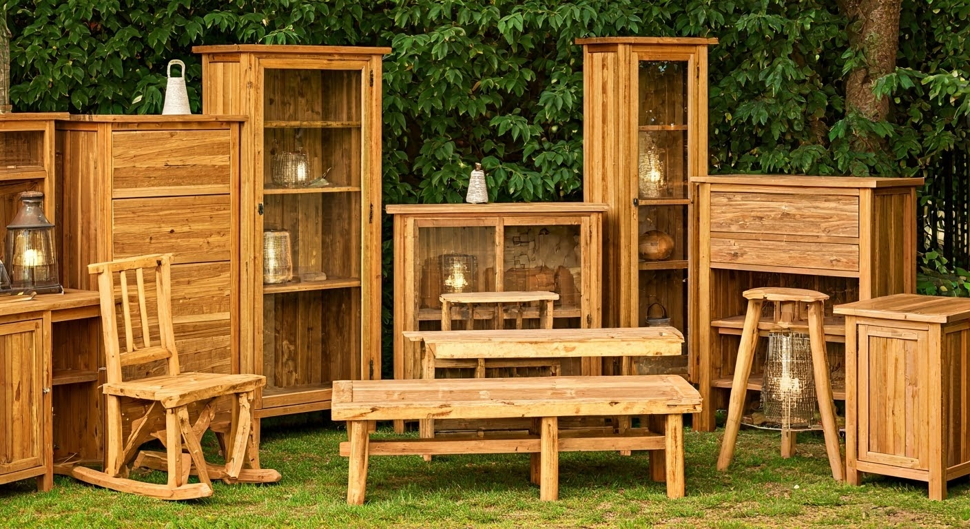 Rustic furniture with natural finishes