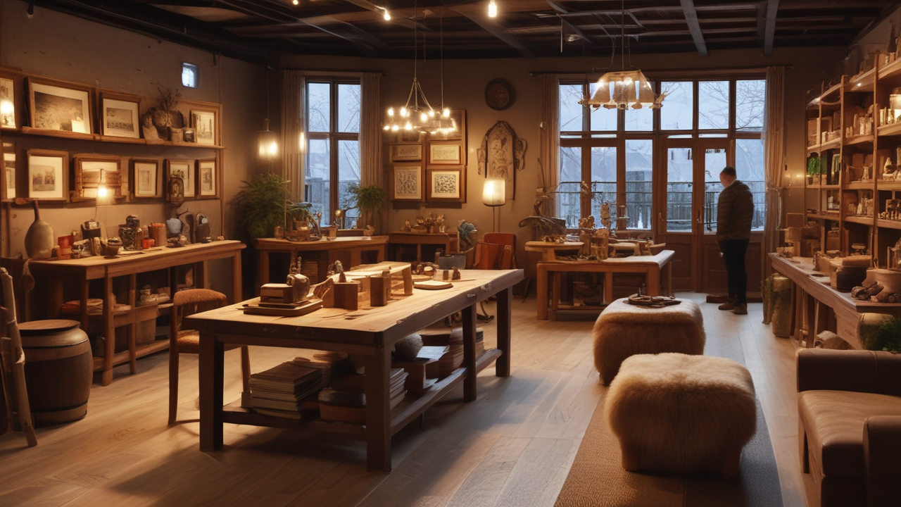 Interior of a rustic furniture shop