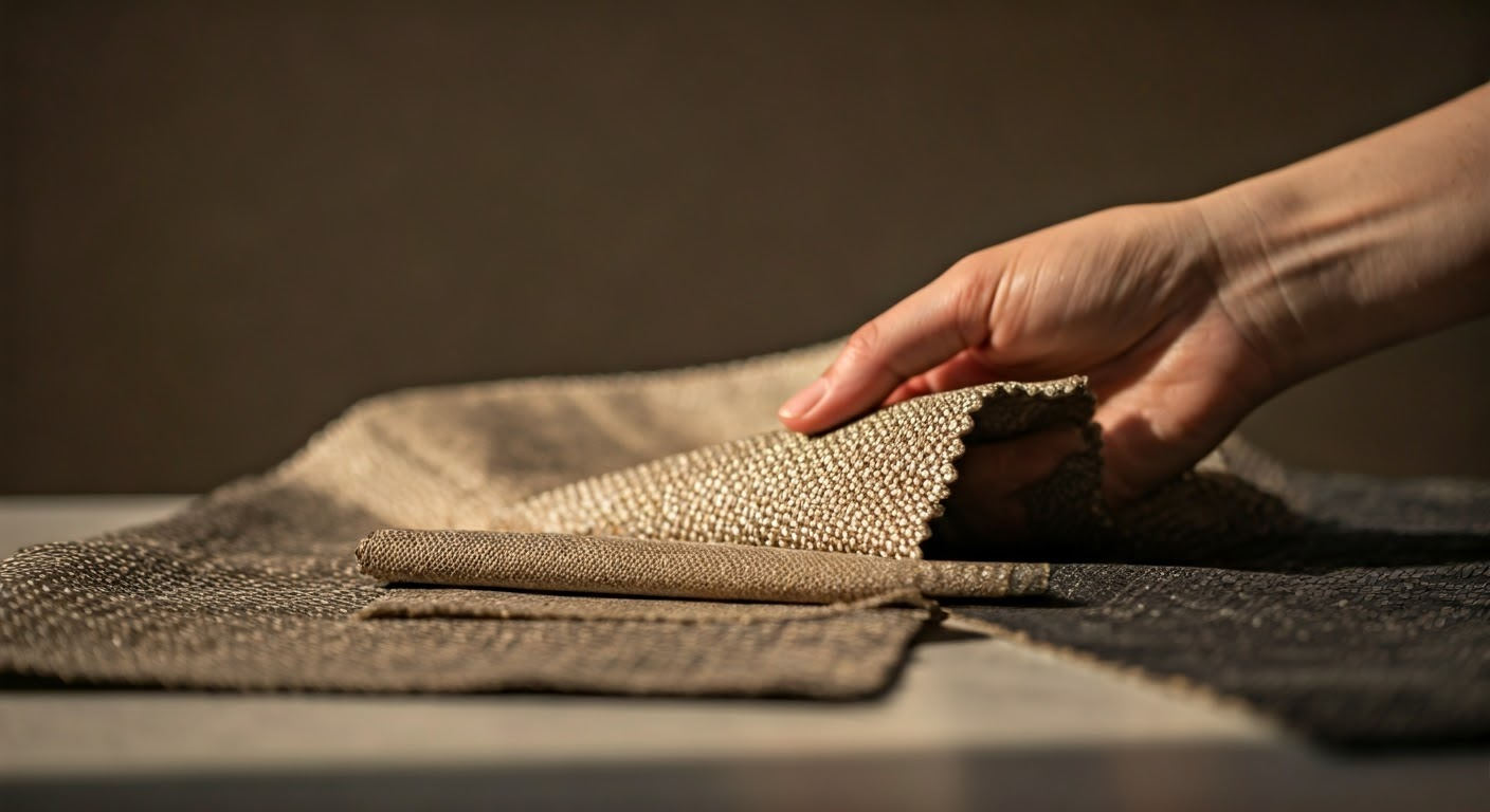 Close-up of fabric swatches