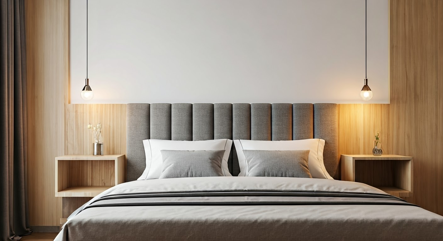 Stylish bedroom with headboards