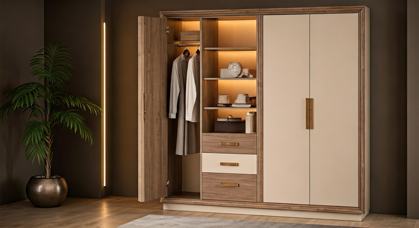 Stylish armoire in modern interior