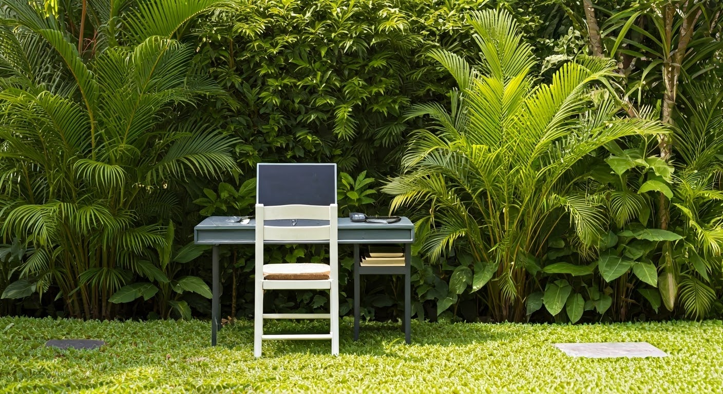Beautiful outdoor workspace in a garden