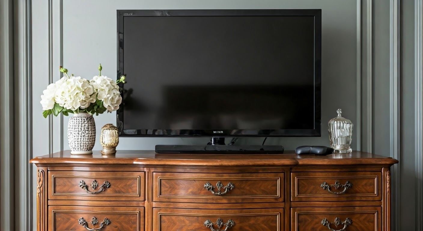 Dresser used as entertainment hub