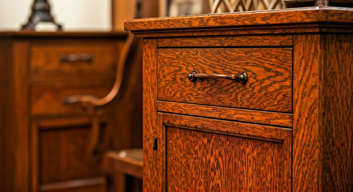 Intricate details of Amish furniture