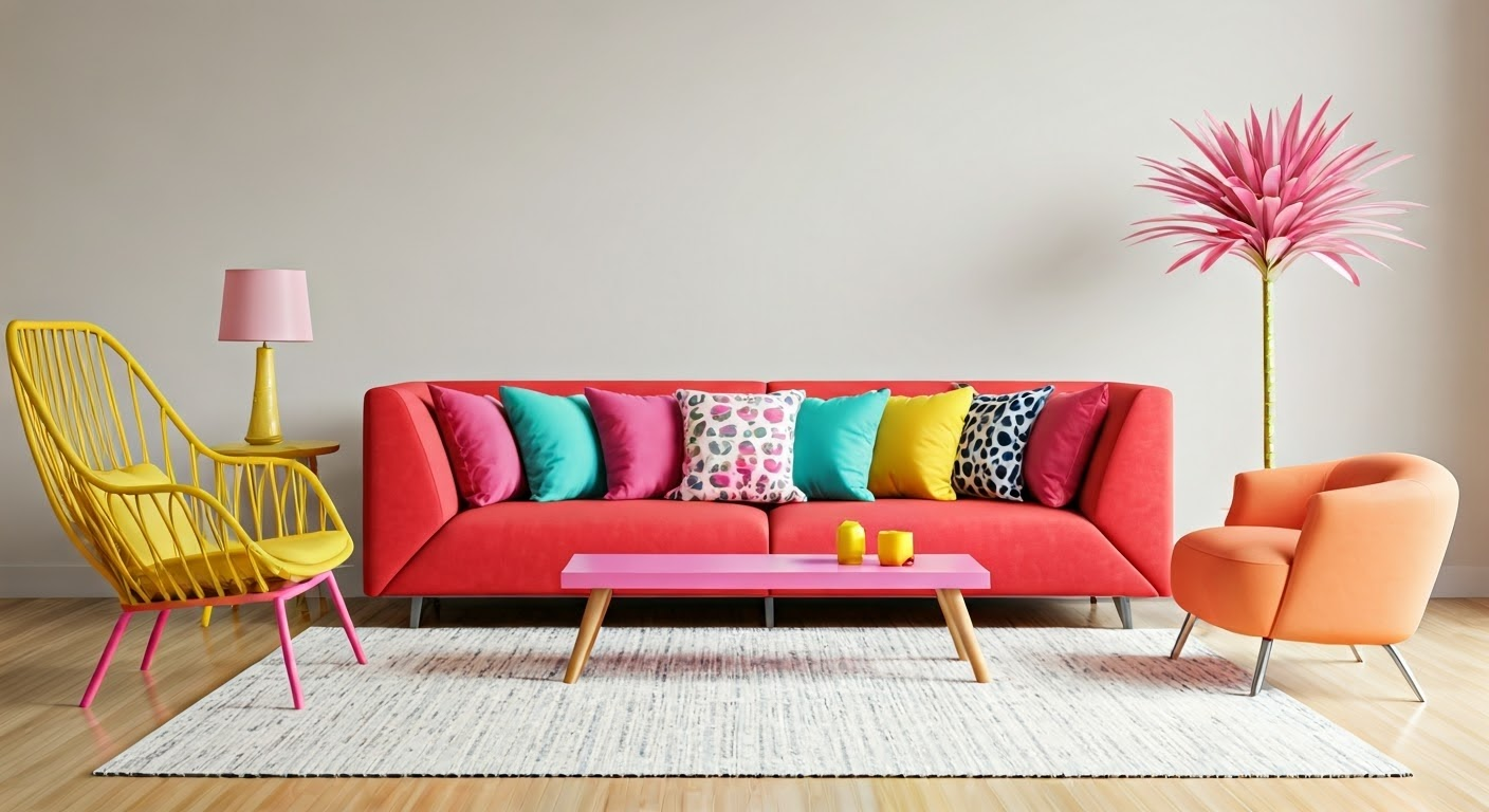 Colorful furniture in a living room