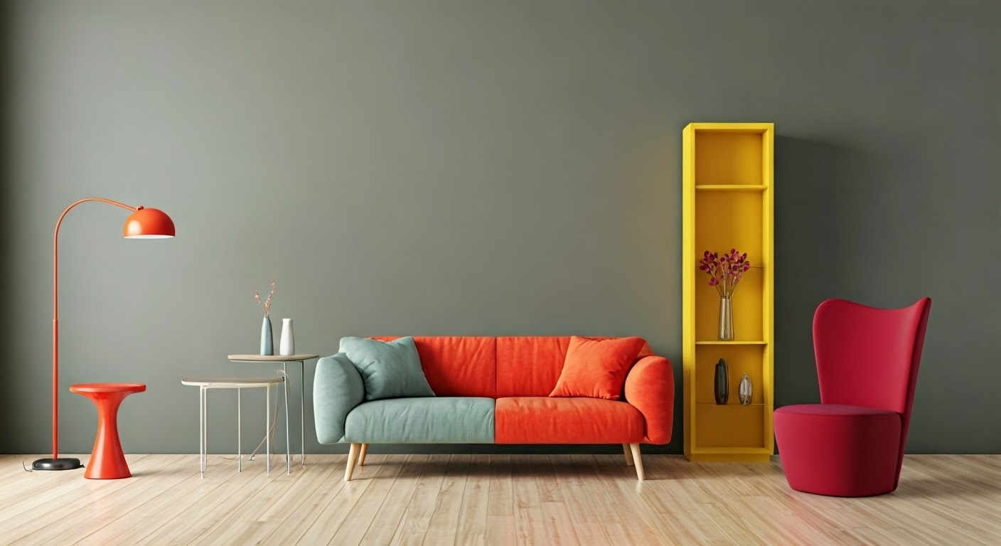 Colorful furniture transforming a space