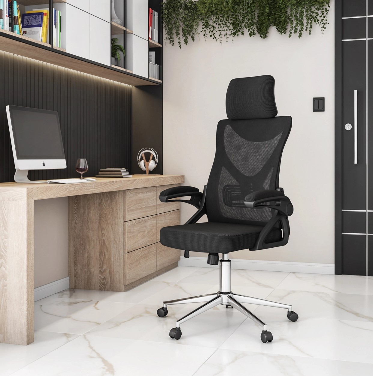Techni Mobili Office Chair with Headrest & Lumbar Support - Ergonomic Office Chair