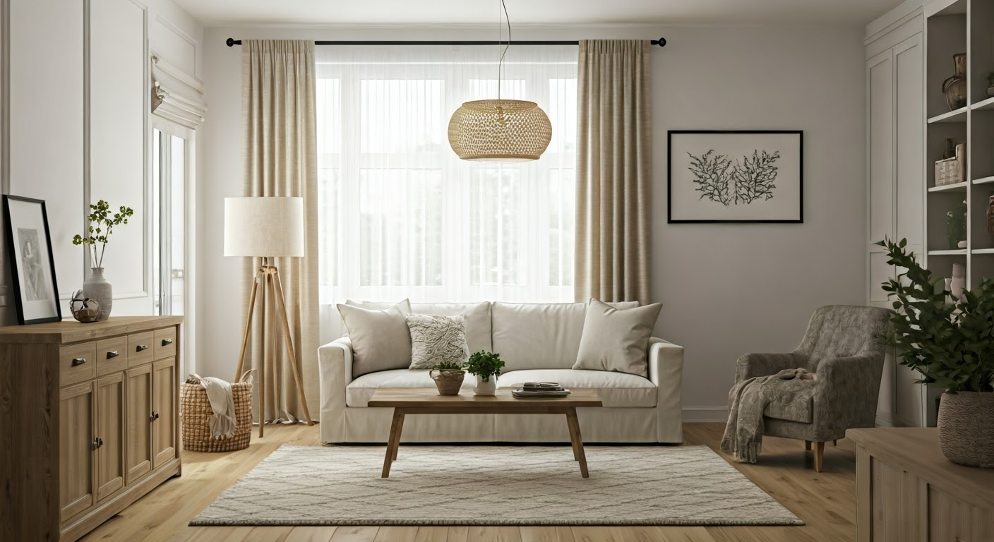 Urban apartment showcasing farmhouse decor