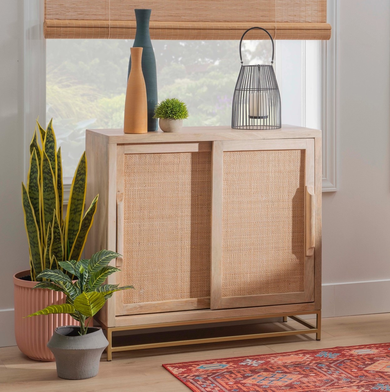 Rattan Cabinet Two Sliding Doors by Ashley Furniture