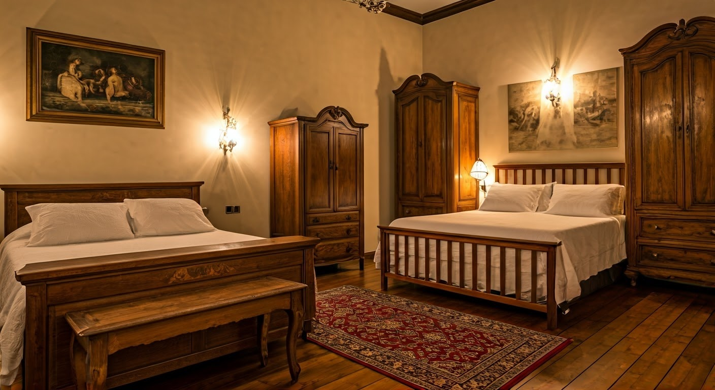 Mixing antique and modern beds