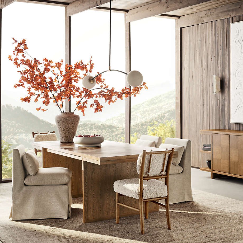 Pierre Light Brown Oak Wood Extension Dining Table by Crate & Barrel