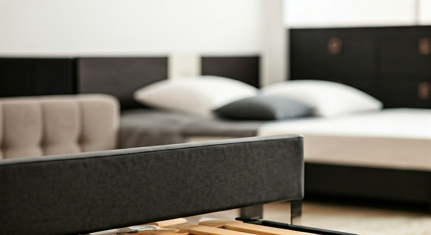 Diverse bed frames on display