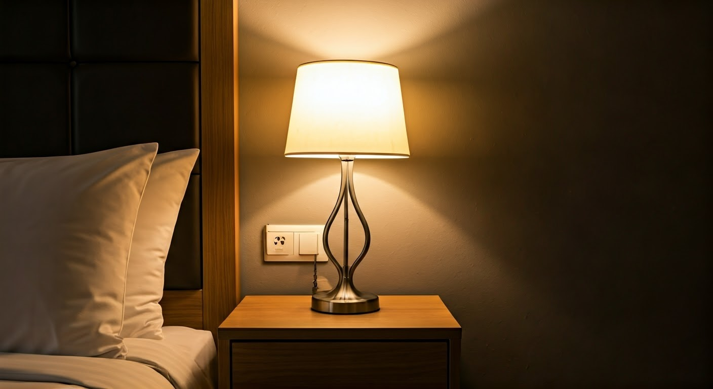 Elegant bedside lamp in bedroom
