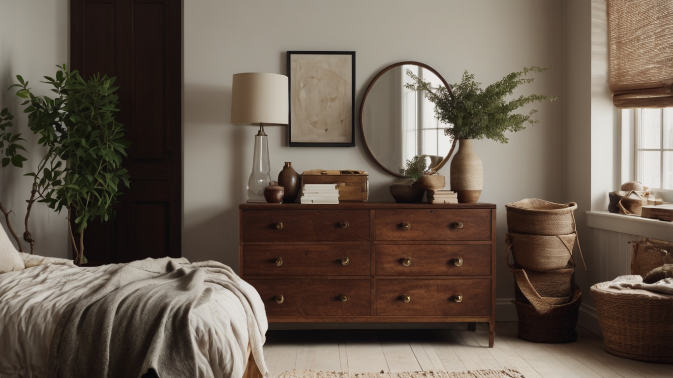 Bedroom with Campaign Dresser, a Timeless Furniture Piece
