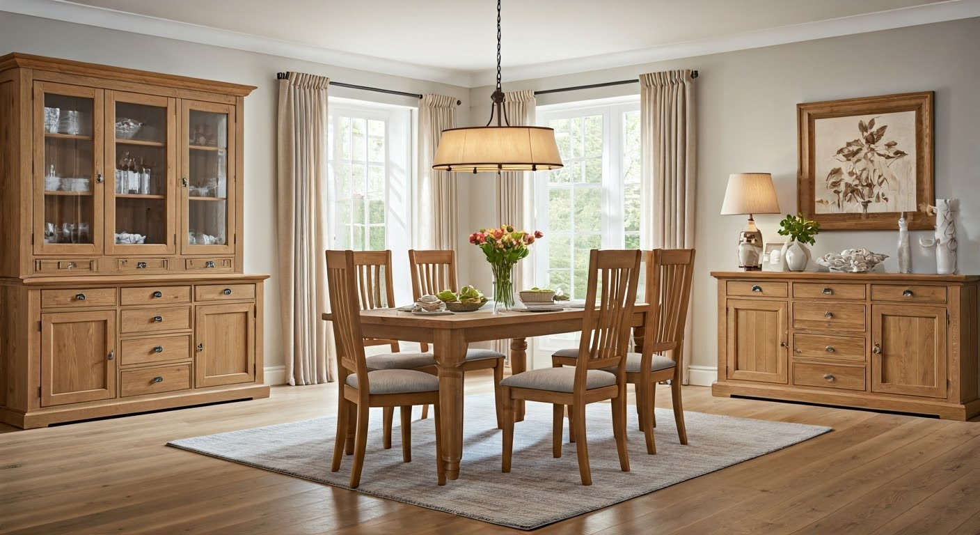 Elegant oak dining room interior