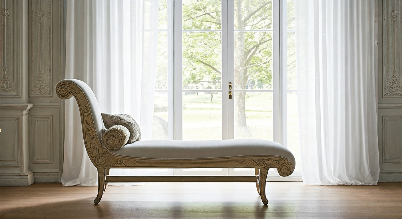 Chic chaise lounge in living room