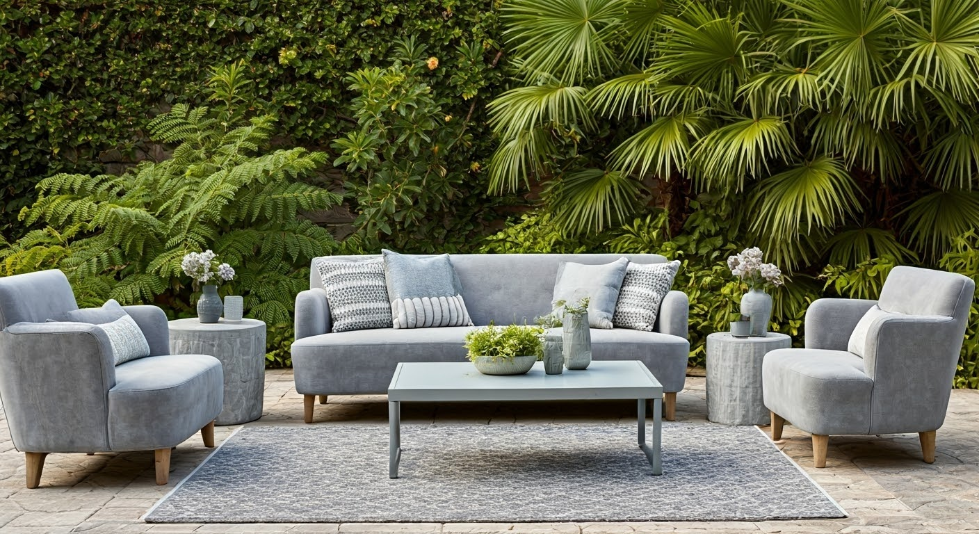 Monochromatic grey patio furniture