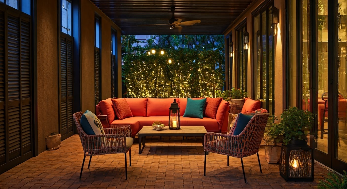 Vibrant outdoor patio setup