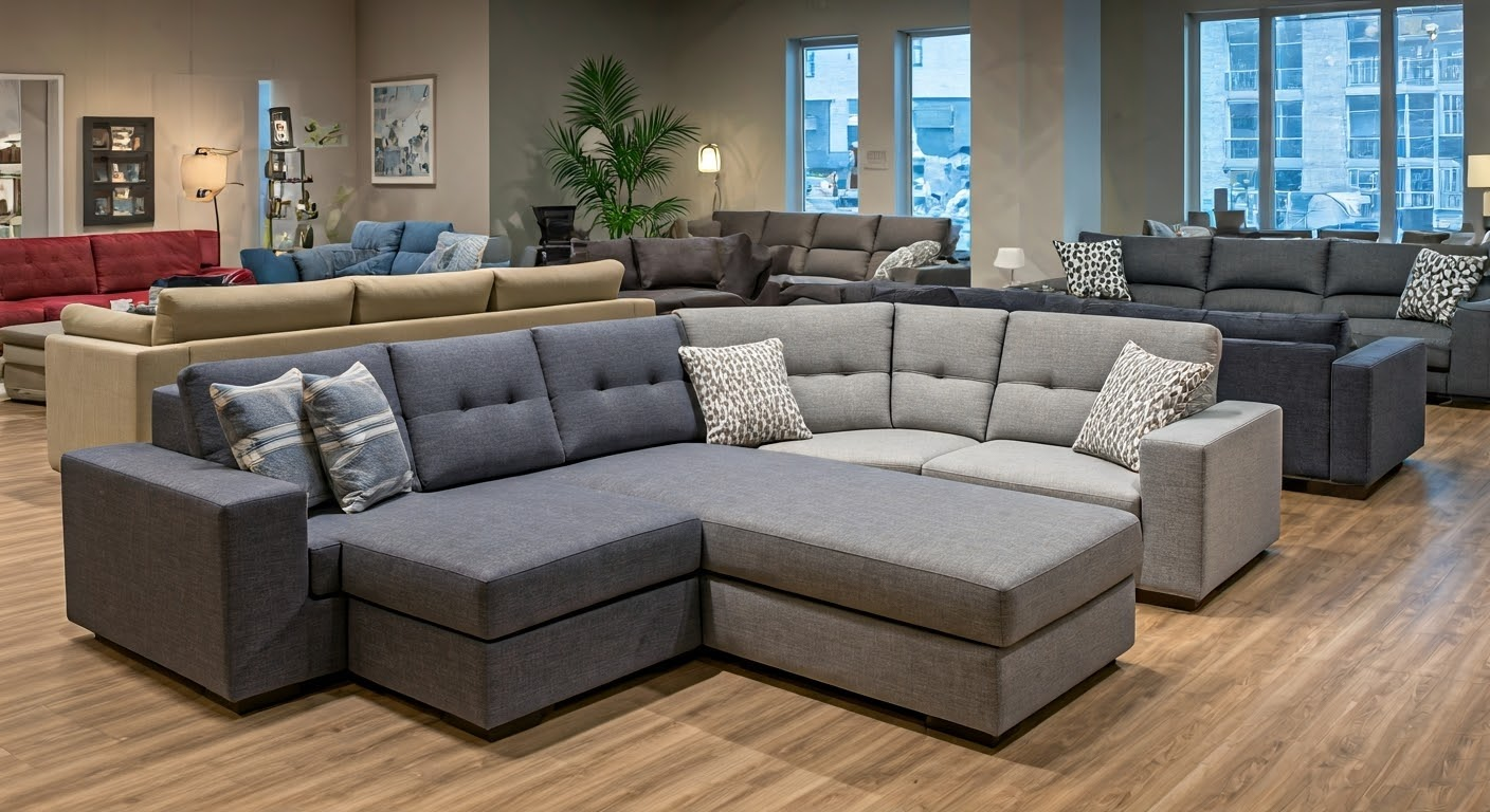 Various sectional styles in showroom
