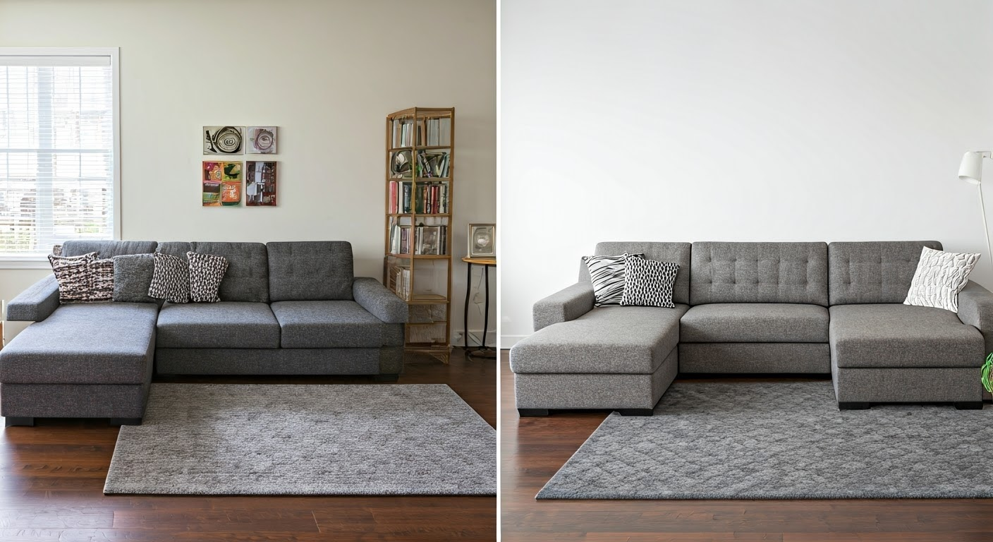 Before and after living room transformation