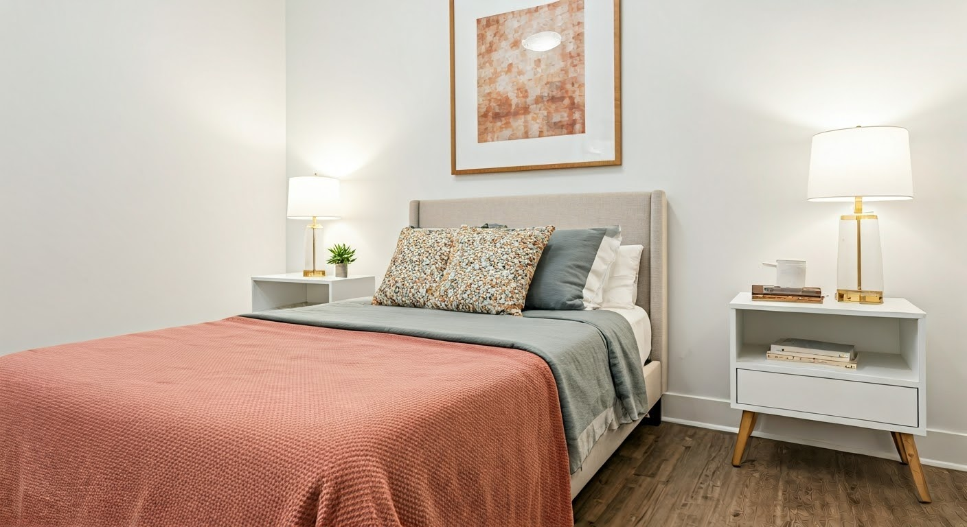 Beautifully styled rental bedroom