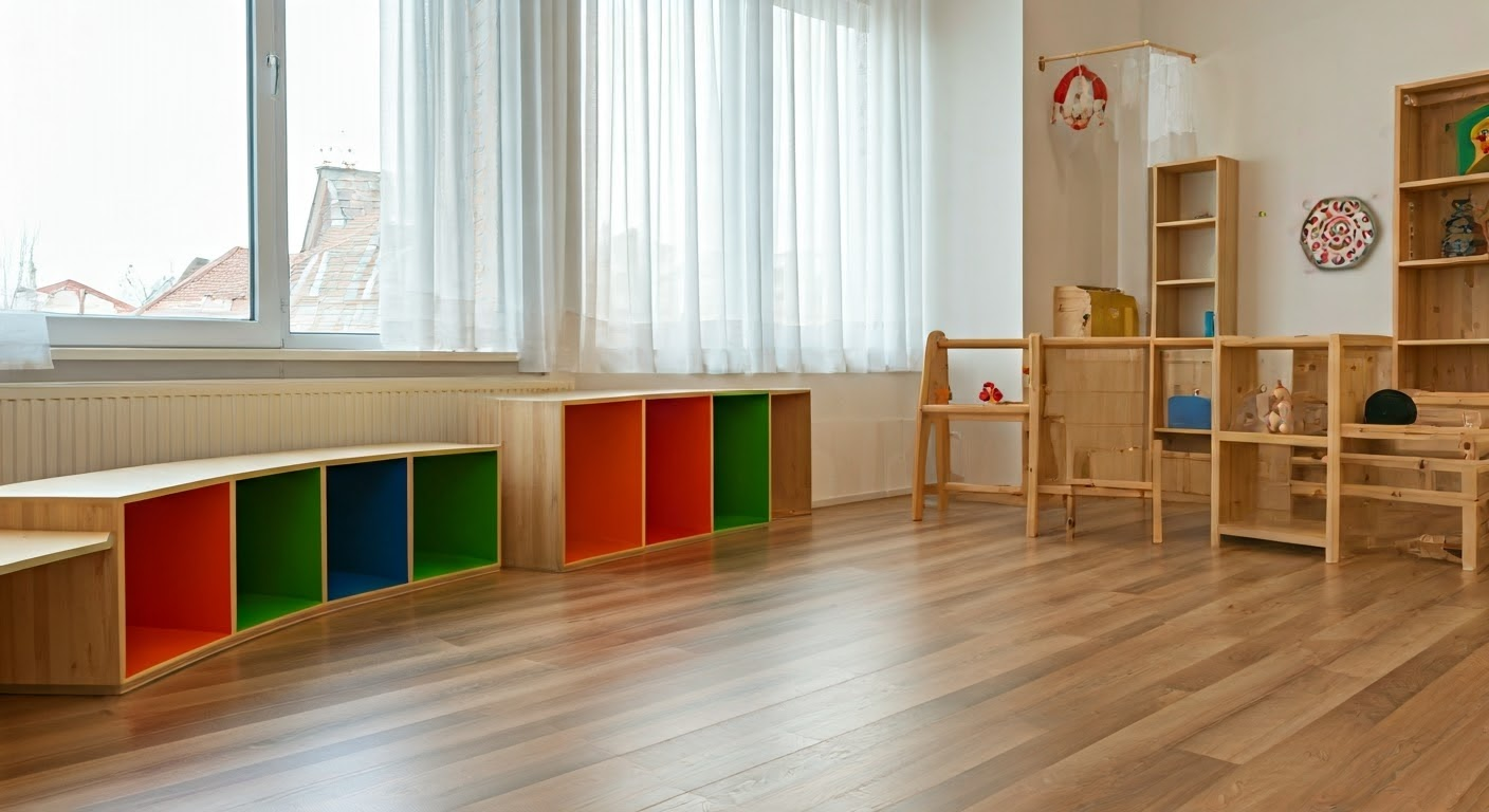 Colorful playroom with creative furniture