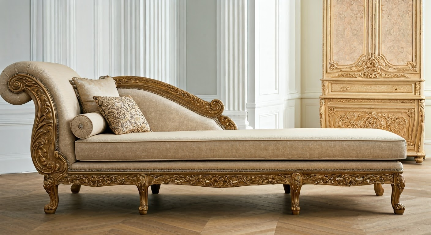 Luxurious chaise lounge in living space